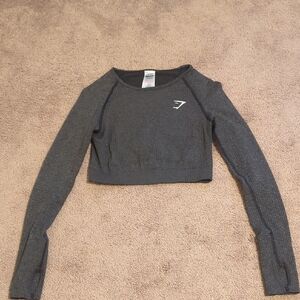 Gymshark Dark Gray Long Sleeve Crop Top